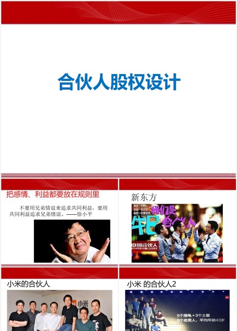 初创公司合伙人股权设计PPT