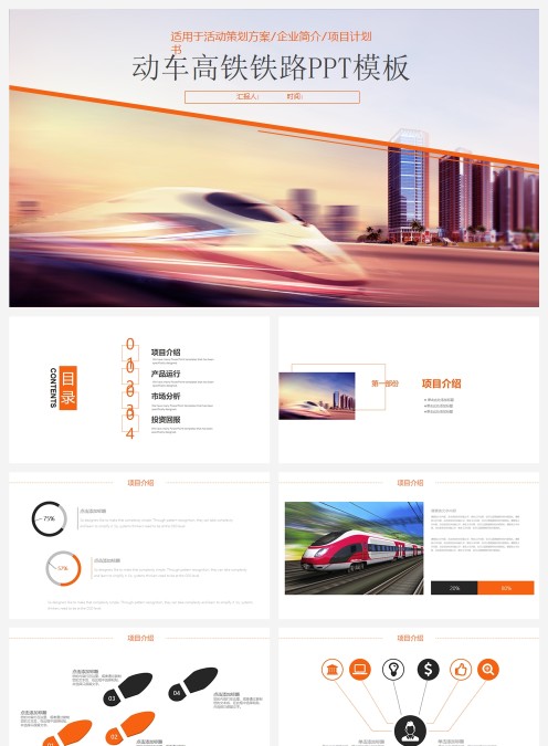 动车高铁铁路PPT模板