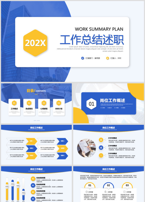 简约年度工作总结述职汇报ppt模板