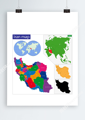 地球仪彩色伊朗Ai板块地图