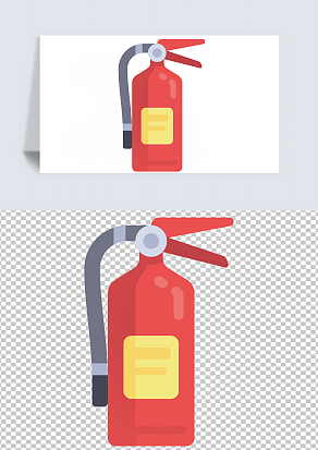 安全教育灭火器消防卡通矢量扁平素材插画
