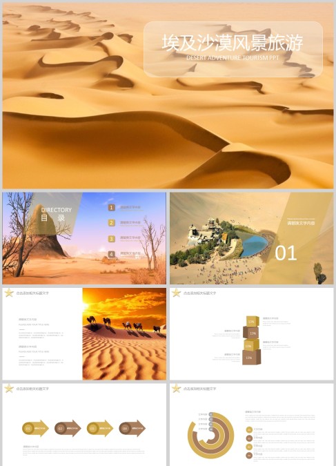 大气埃及沙漠风景旅游PPT模板