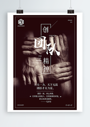 企业文化之团结，团队精神主题海报