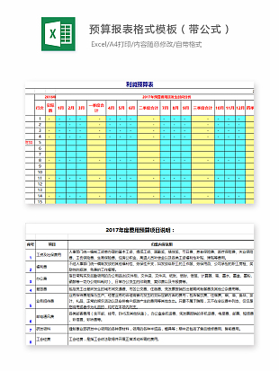 公司各部门项目预算明细报表汇总表excle模板
