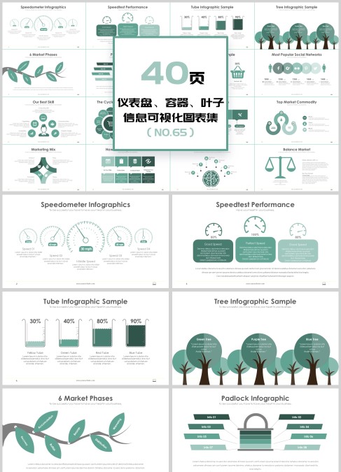 40套仪表盘容器叶子信息可视化PPT图表集