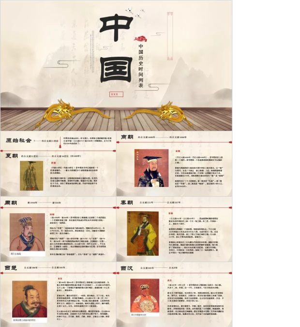 简约历史课件中国历史时间列表