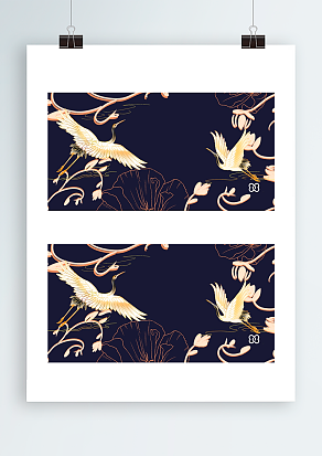 黑色主题白色丹顶鹤背景图