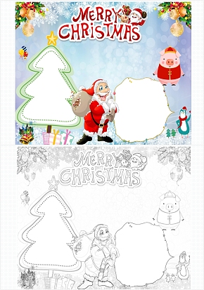 圣诞节英文通用手抄报word模板