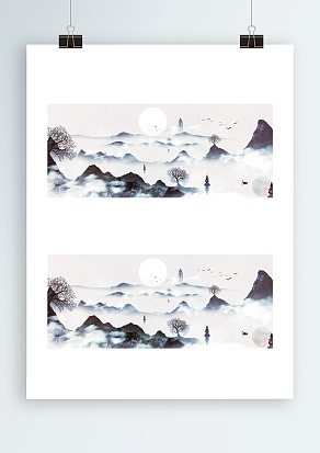 黑色中国水墨画背景图