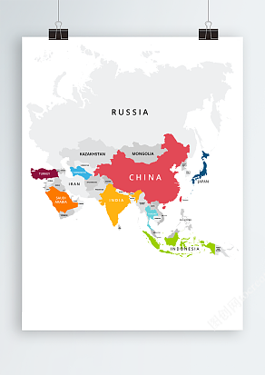 亚洲和大洋洲37个国家矢量地图AI、PSD