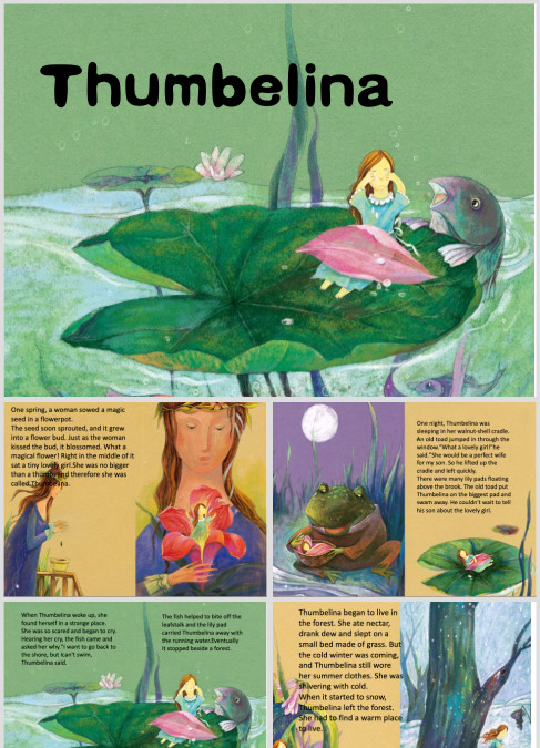 拇指姑娘高清英文绘本故事ppt