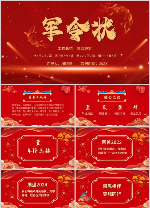 工作总结年会颁奖军令状模板