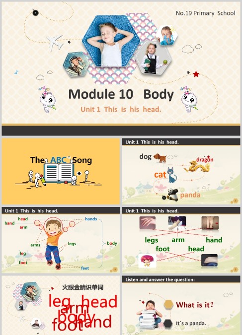 卡通小学英语模块十第一单元Body课件PPT