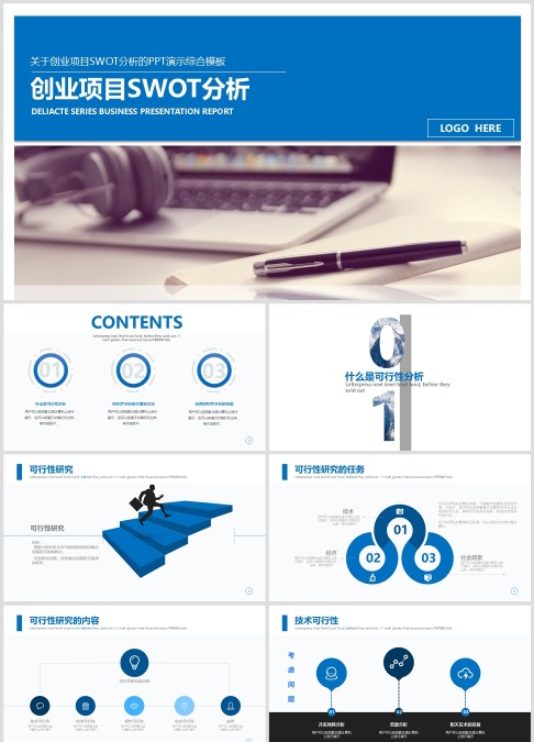关于创业项目SWOT分析的PPT演示综合模板