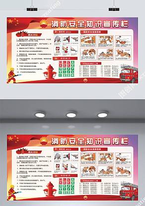 红色消防安全知识宣传展板