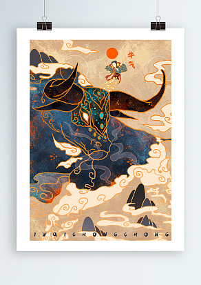 2021牛年创意个性插画海报