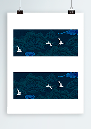 冷色系丹顶鹤背景帷幕