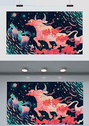 迎接新年 新年大吉 牛年来临