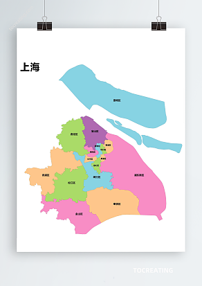 上海市AI/CDR/EPS轮廓矢量可编辑填色高清电子版地图