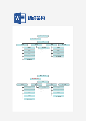 蓝色主题公司人员组织架构