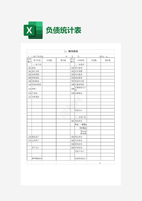 公司财务负债统计表