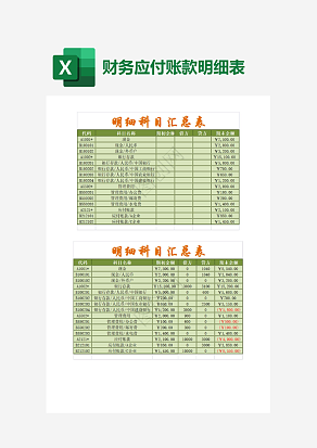 明细科目汇总表