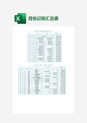 银行日记账6月份汇总表