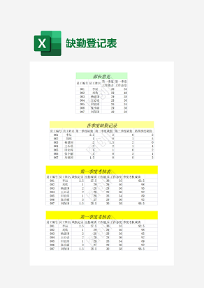 公司各季度缺勤登记表