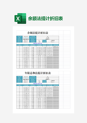 公司余额法提计折旧表