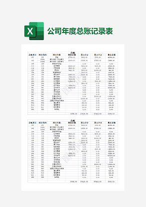 年度公司总账对照表