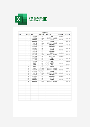 公司记账凭证记录表