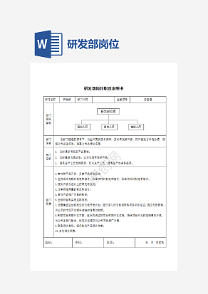 研发部岗位职责说明书word模板