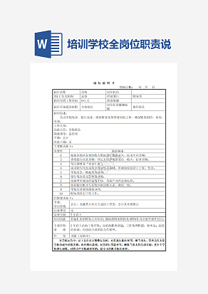 培训学校全岗位职责说明书
