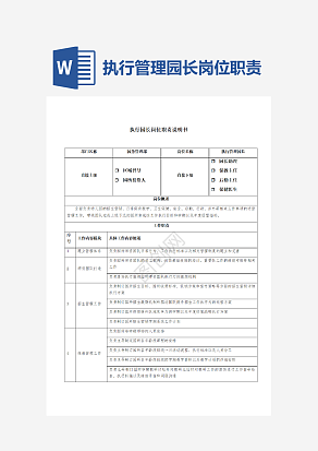 执行管理园长岗位职责
