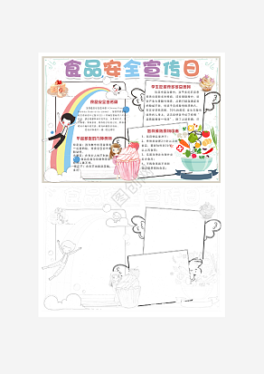 卡通手绘食品安全宣传周手抄报