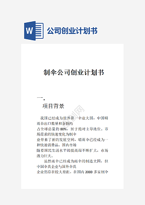 制伞公司创业计划书word模板