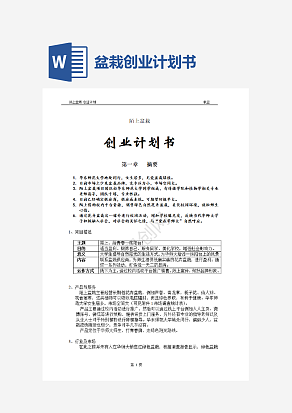 陌上盆栽项目创业计划书word