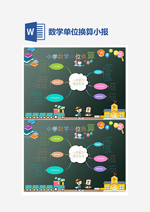 小学数学单位换算小报word手抄报小报模板