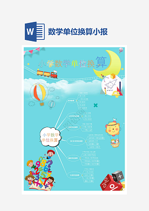 小学数学单位换算小报word手抄报小报模板