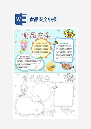 小清新食品安全电子小报word模板