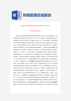 财务助理总结报告