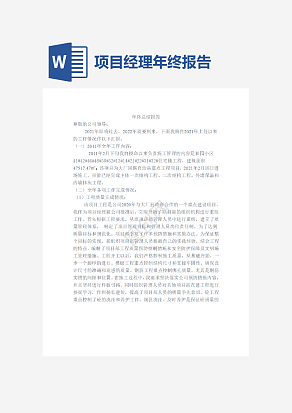 项目经理年终总结报告