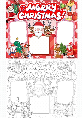 圣诞节红色喜庆英文手抄报word模板