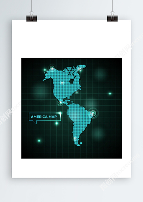 科技感锚点美国矢量地图