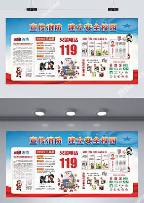 宣传消防建立安全校园展板