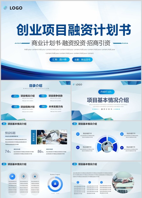 蓝色商务企业创业项目融资计划书
