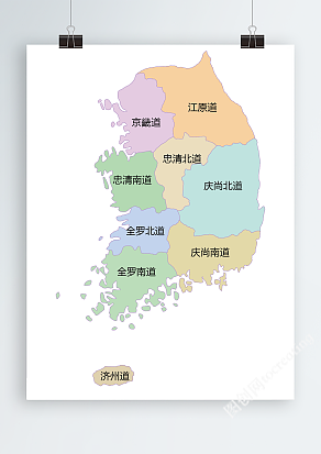 多彩矢量韩国地图