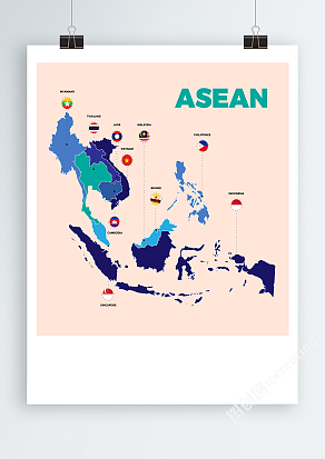 高清矢量东南亚地图AI PNG