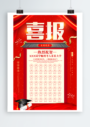 十年寒窗苦读书，一朝鲤鱼跃龙门，金榜题名海报