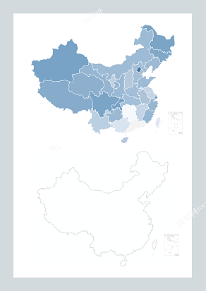 中国地图矢量AI和PSD空白版